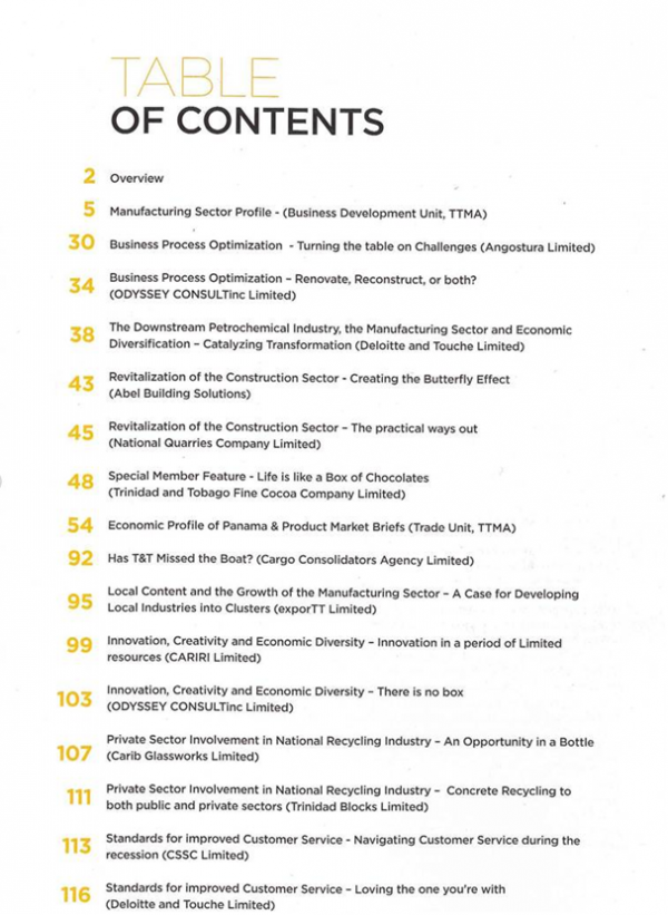 2016 manufacturers digest table of contents